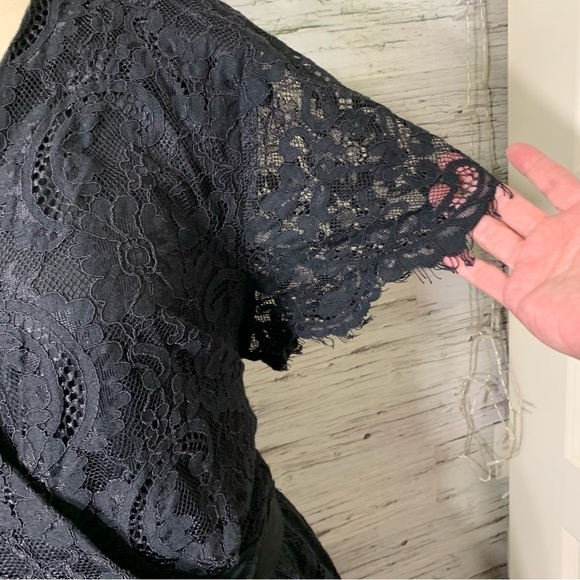 Maurices Black Lace Romper Shorts V Neck Rap Short Sleeves Frayed Hem Sz XL - Picture 7 of 16